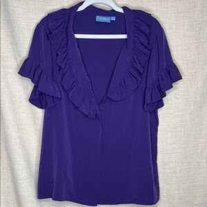 Simply Vera Vera Wang Purple Ruffle V-Neck Blouse